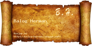 Balog Herman névjegykártya